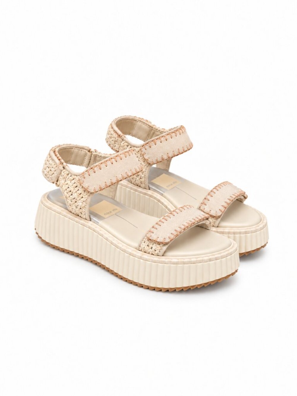 Dolce Vita Debra Ivory Multi Nubuck Woven Platform Sandals 8.5